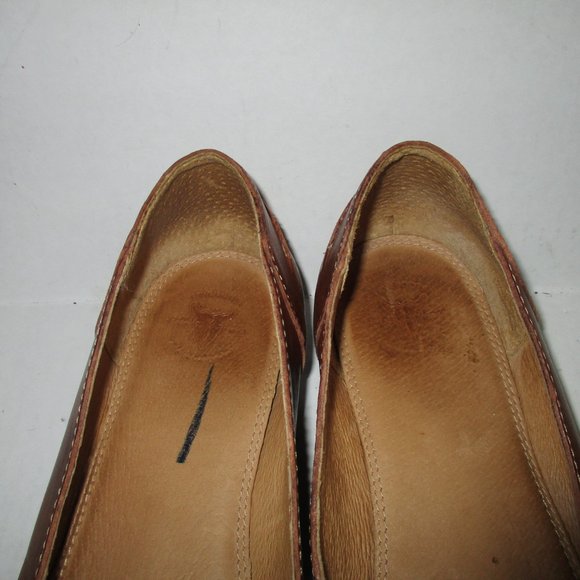 **FRYE Cognac Camel Brown Squared Toe Flats - Picture 5 of 9